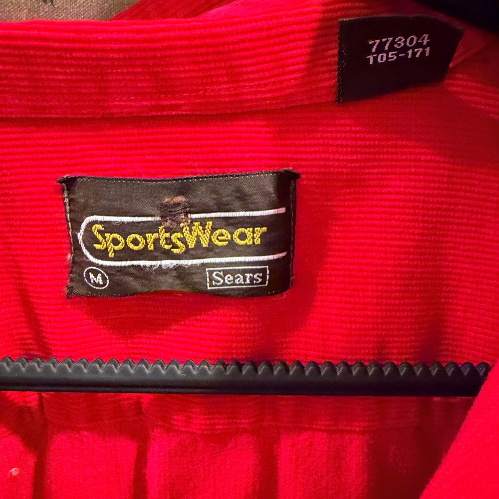 Vintage 70’s 80’s Sears Sportswear Red Corduroy Button-Up Shirt Mens size Medium - Picture 2 of 2